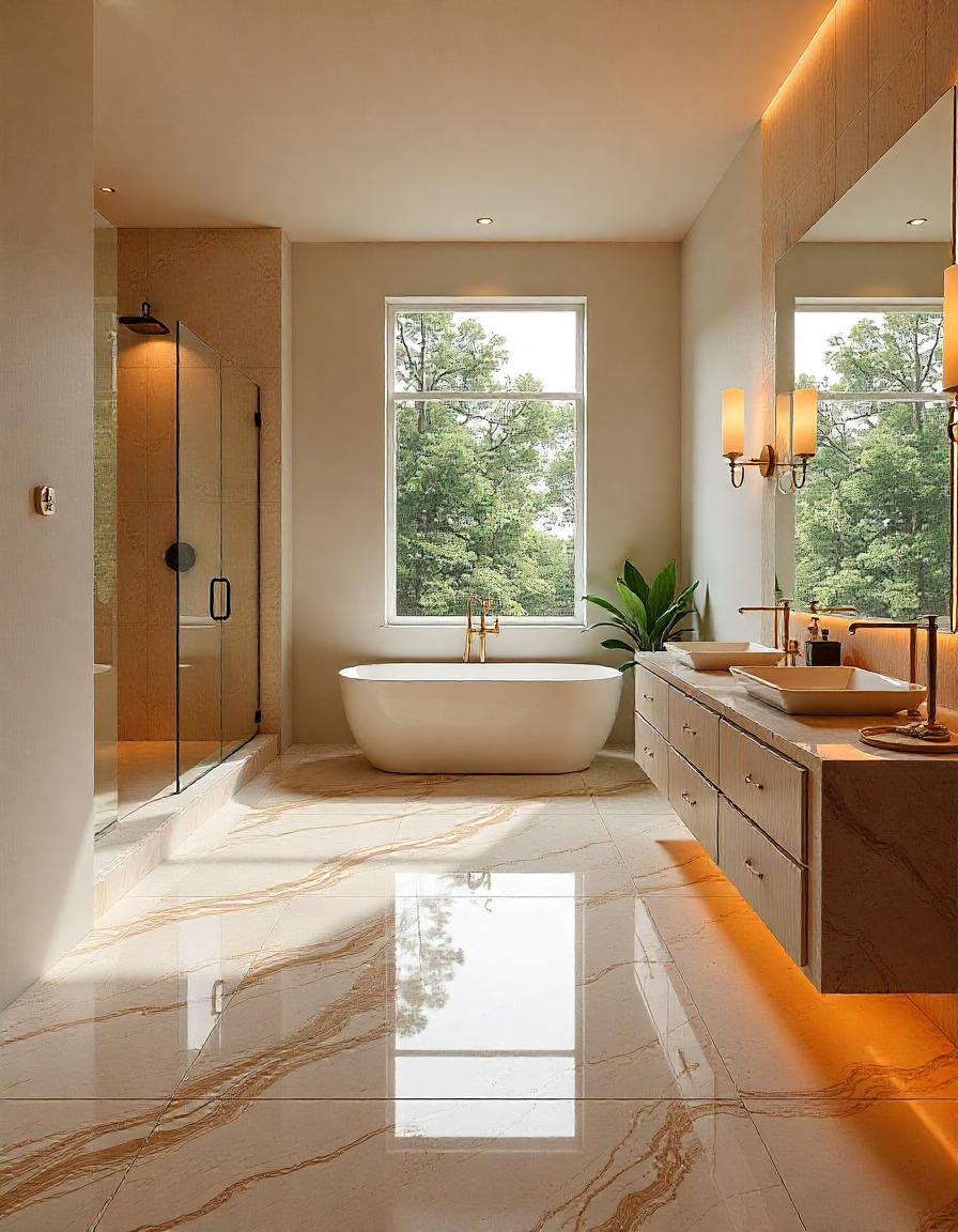 Podłogi w łazience - kamień