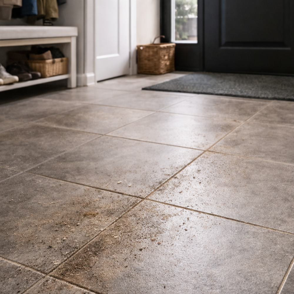 fuga na podłodze w przedpokoju