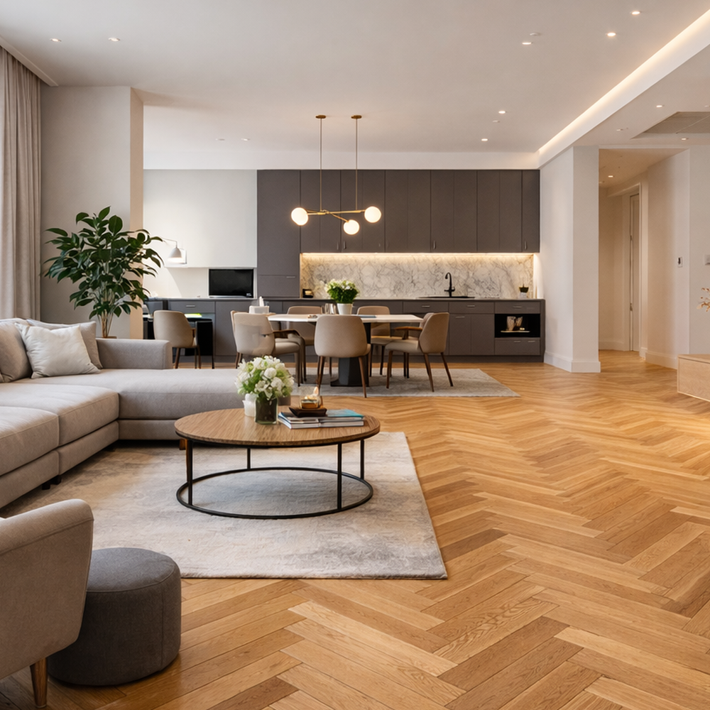 jodełka na podłodze wnętrze współczesne